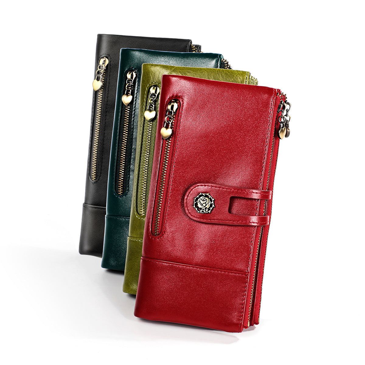 Women's Swiping Long Retro Leather Korean Fashion Ladies Wallets