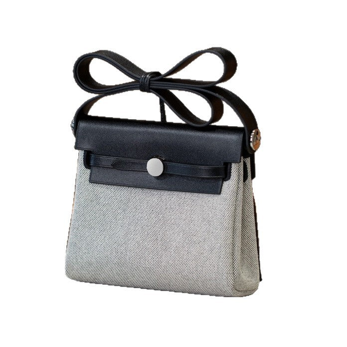 Graceful Elegant With Canvas Leather Mini Bags