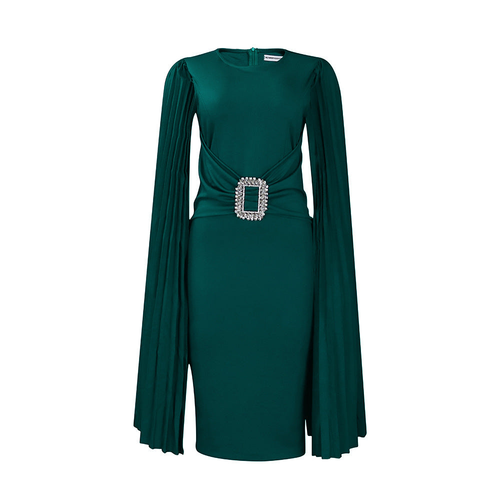 Women's Solid Color Sheath Sexy Cape African Plus Size
