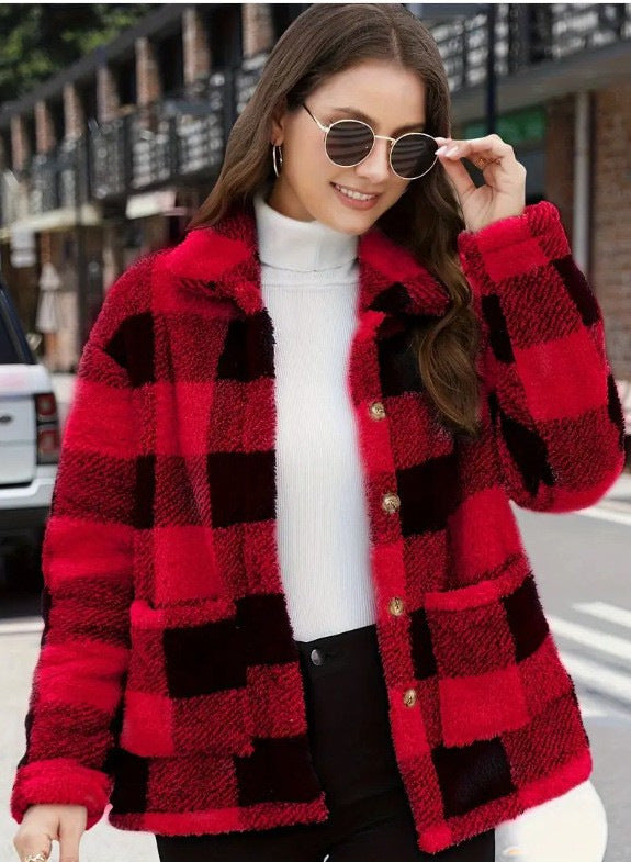 Women's Plush Patch Pocket Versatile Long Sleeve Winter Fashion Women's Sweater, Sweater
