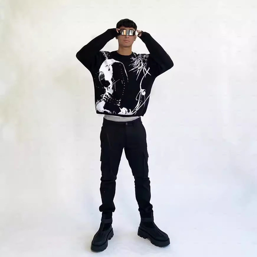 Women's & Men's & Fashion Autumn Round Neck Anime Loose Sweaters