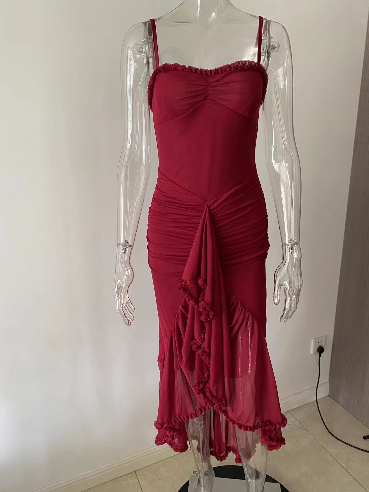 Long Dress Hot Temperament Asymmetric Holiday Dresses