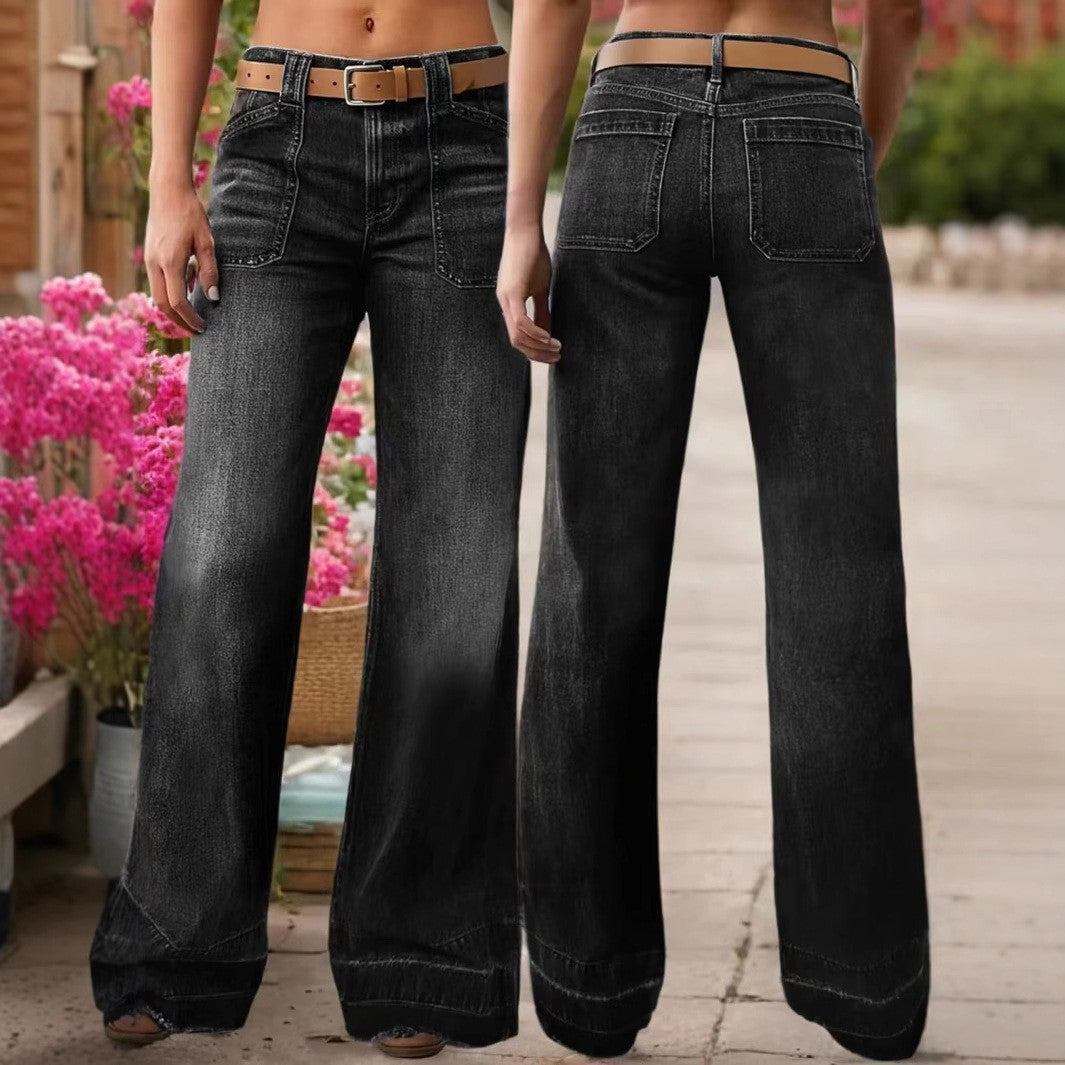 Women's Spring Slimming Wide Leg Temperament Women's Jeans