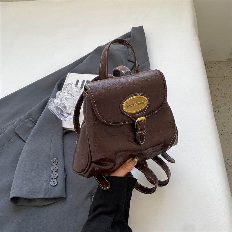 Women's Korean Fashion Texture Fashionable Solid Color Backpacks