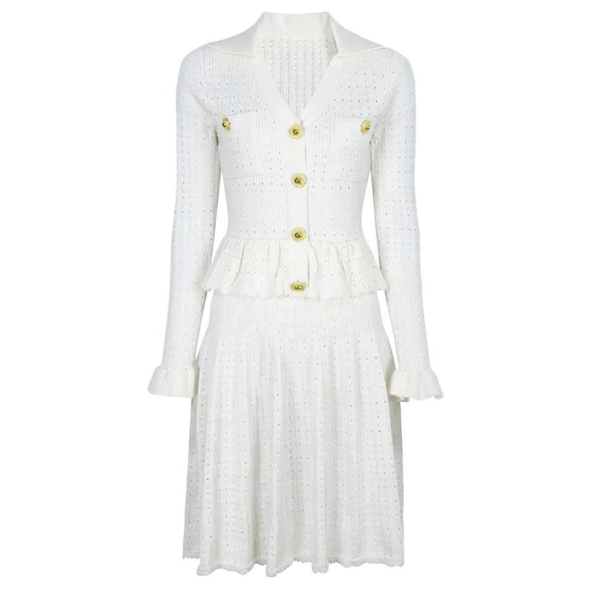Women's Knitted Lapel Slim Fit Slimming Long Dresses
