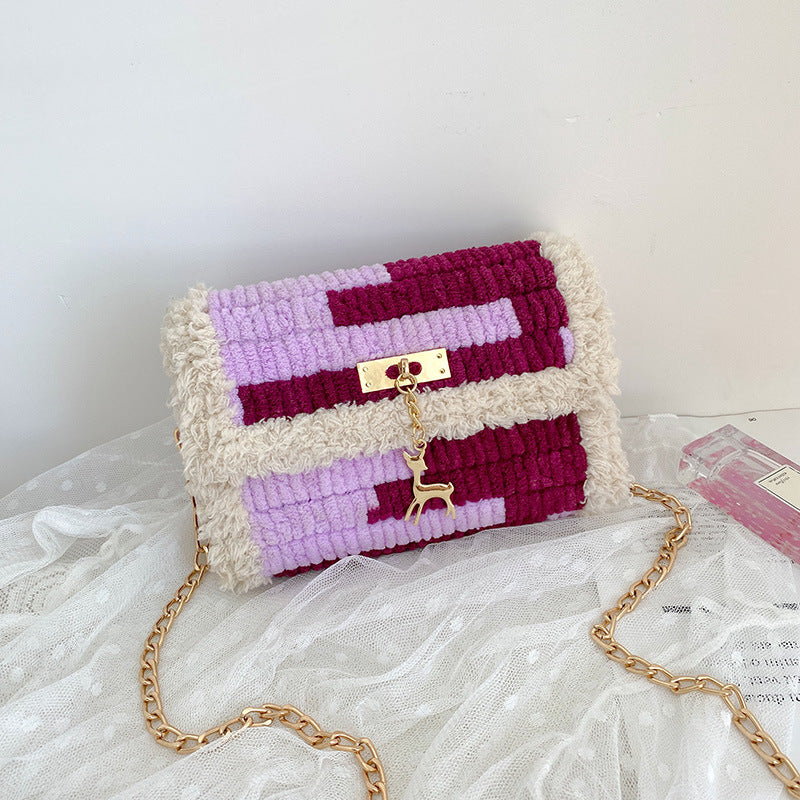 Women's Hand-woven Material Homemade Wool Ice Bar Crossbody Bags