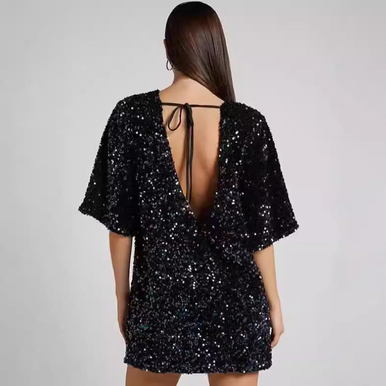 Women's Popular Slant Shoulder Beaded Dress Skirts