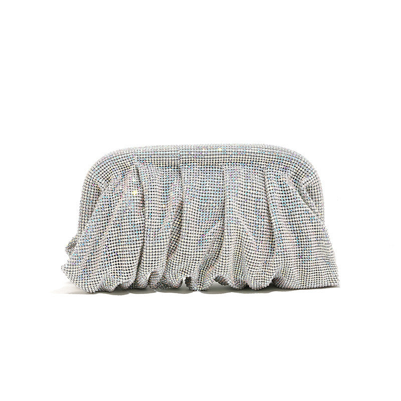 Women's Clouds Clip Pleated Clutch Diamond High-grade Evening Bags