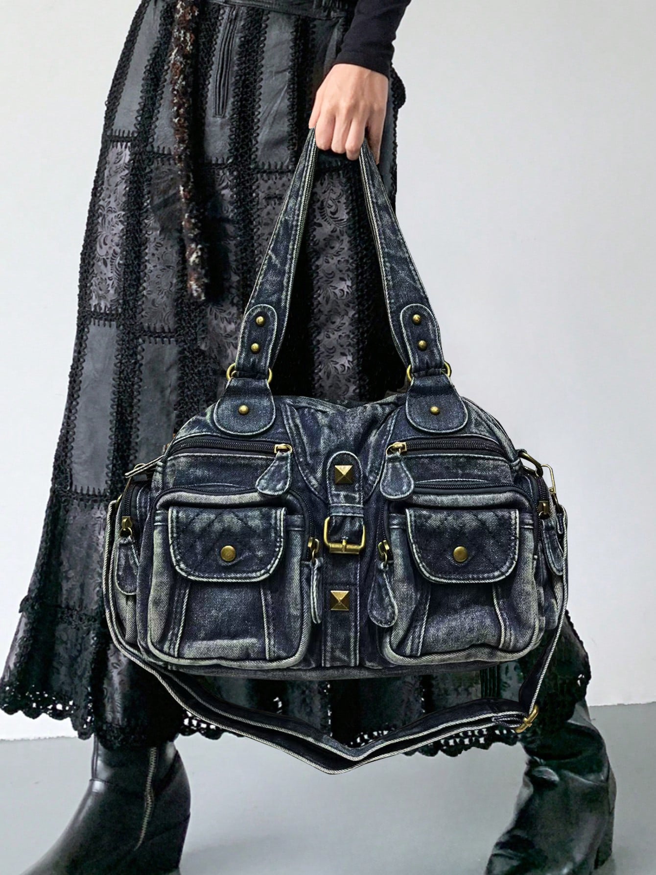 Classy Women's Fashion Denim Washed Distressed Bags