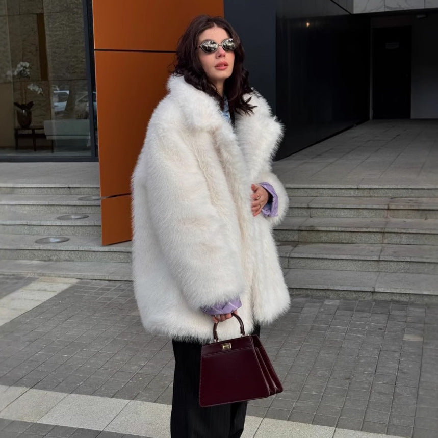 Fashion Solid Color High-grade Environmental Protection Imitation Fur Winter Coats