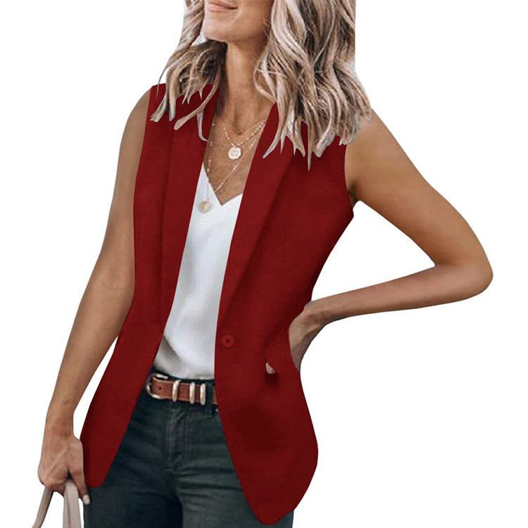 Women's Summer Elegance Sleeveless Solid Color Collar Cardigans