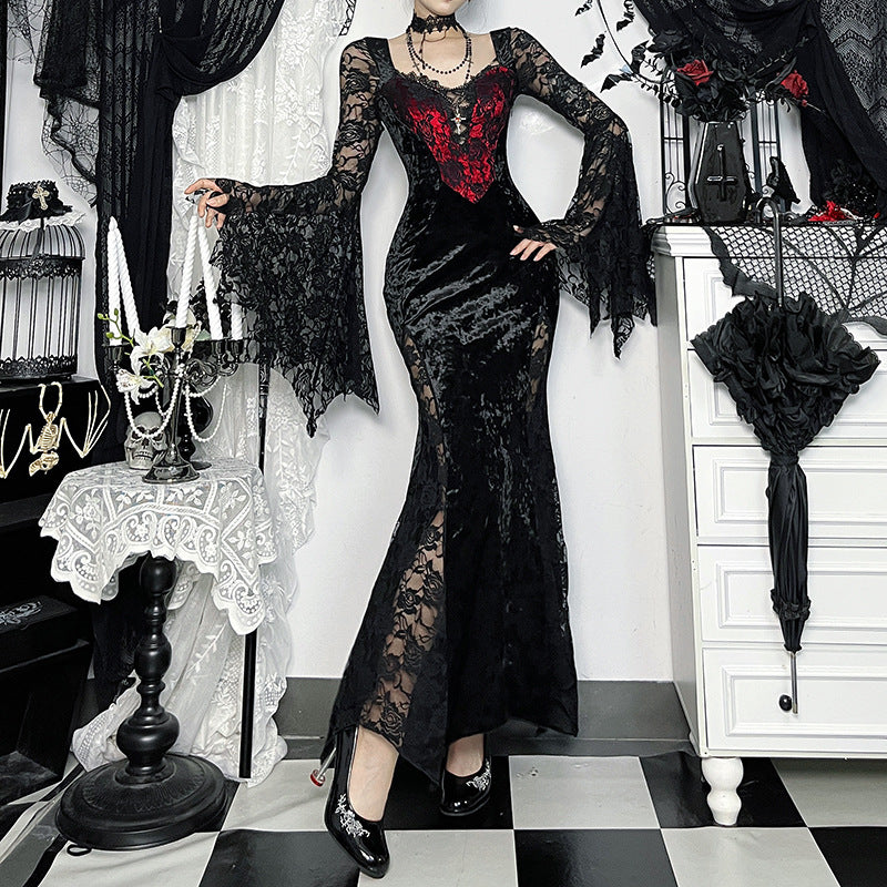 Vampire Chain Long-sleeved Dress Gothic Style Dresses
