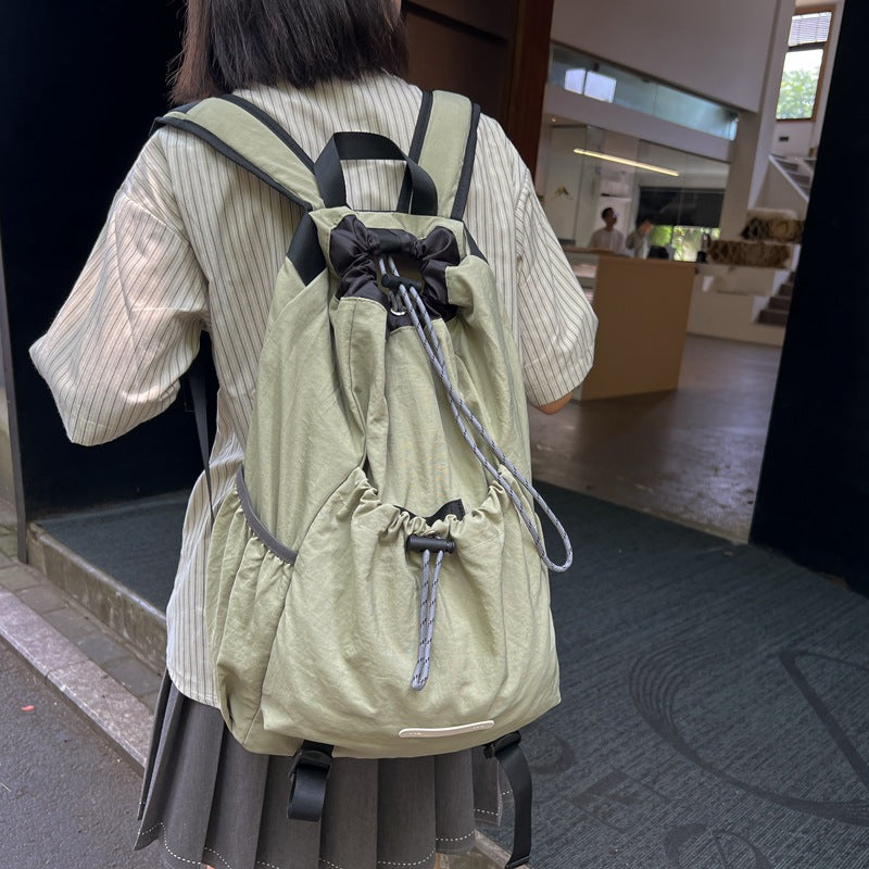 Men's Drawstring Nylon Unisex College Couple Backpacks