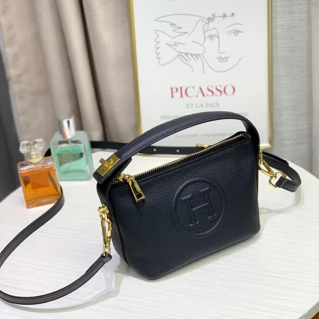 Women's Box Genuine Leather Portable Large Capacity Handbags