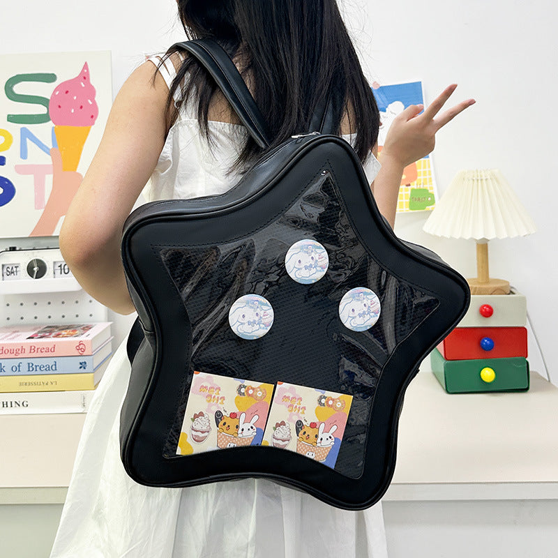 Women's Style Cartoon Trendy Design Five-pointed Star Middle School Students' Schoolbags