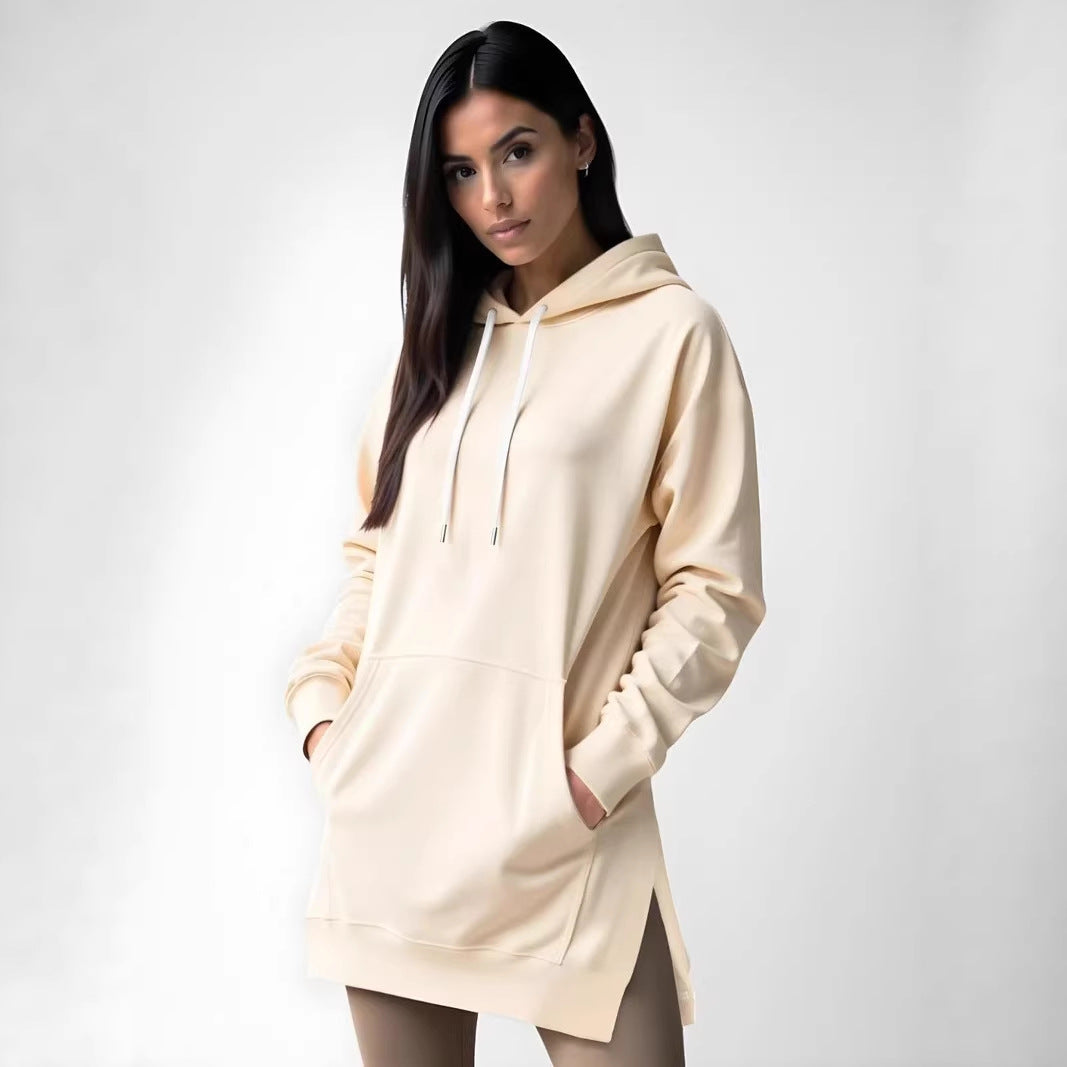Women's Spring Solid Color Casual Hooded Rope Women's Sweater, Sweater