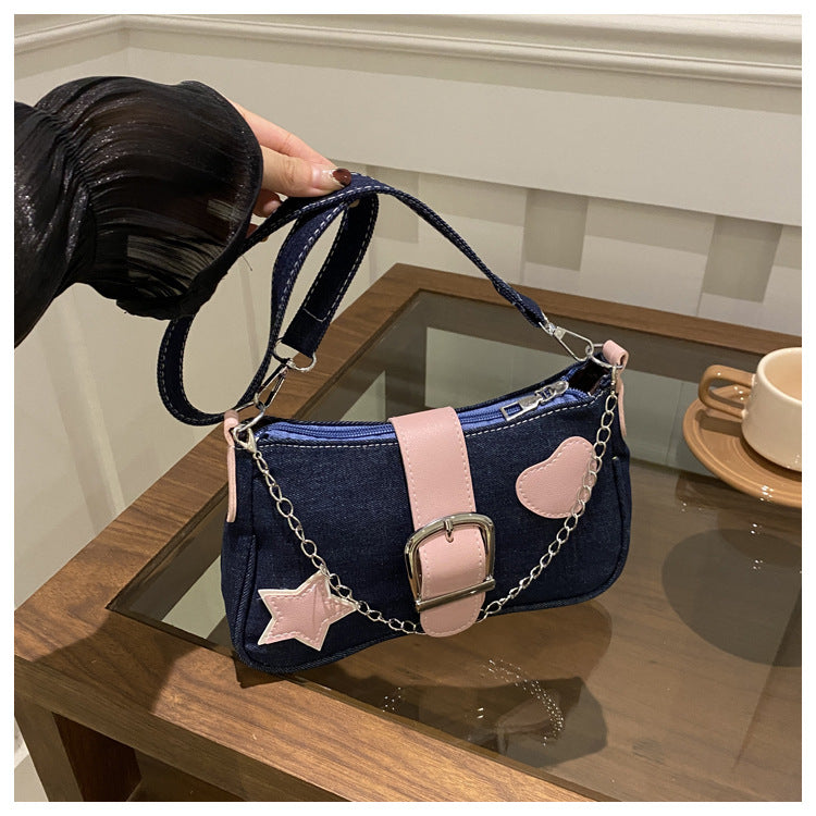 Five-pointed Star One Female Denim Autumn Shoulder Bags