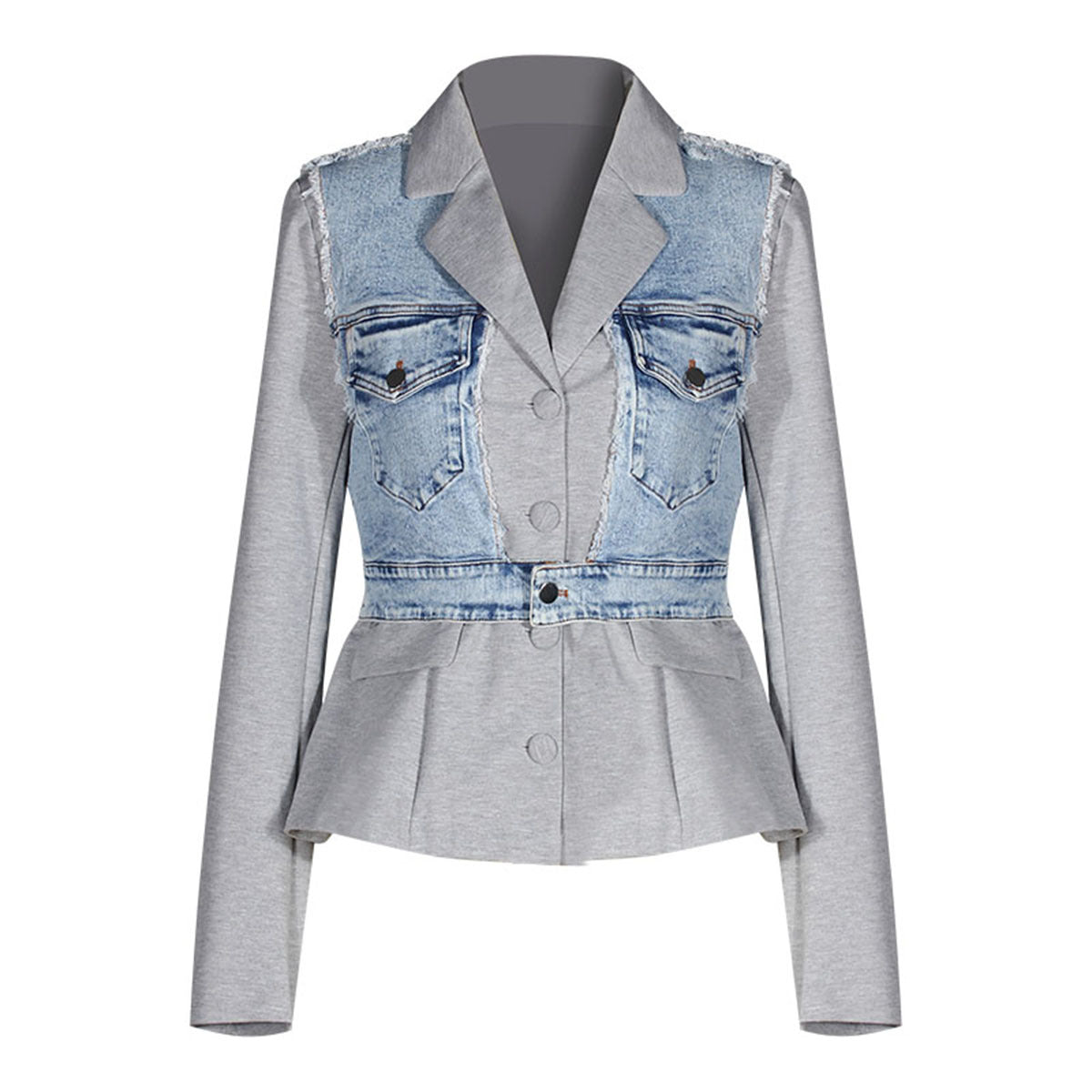 Denim Stitching Gray Autumn Design Sense Blazers
