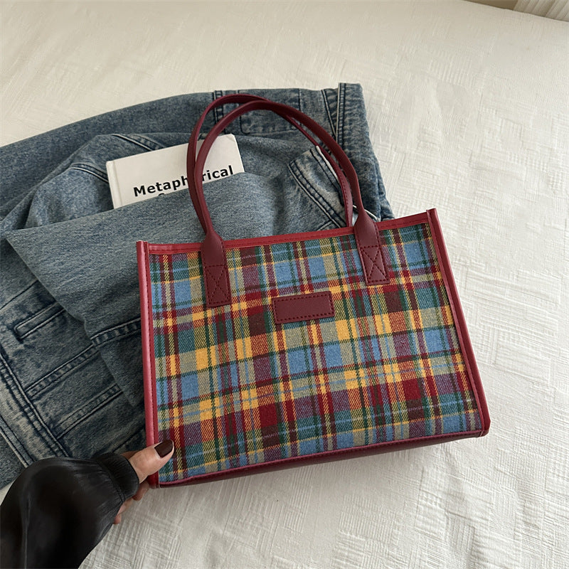 Women's Check Pattern Commuter Fashion Today Popular Tote Bags