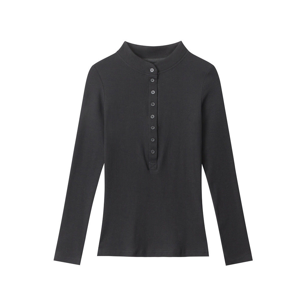 Women's Collar Slim Fit Slimming Long Sleeves T-shirt Tops