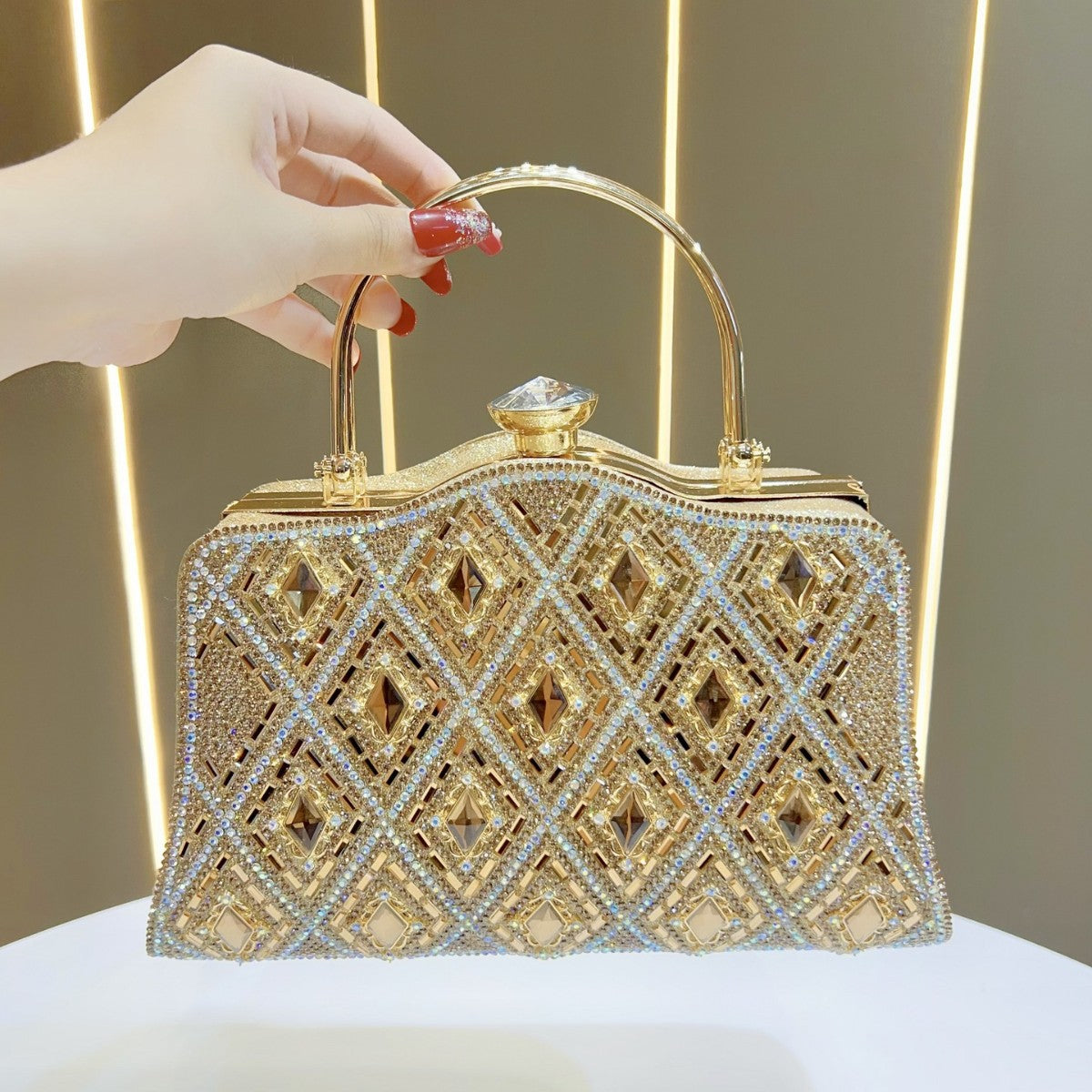 Women's Capacity Banquet Full Diamond High-grade Light Evening Bags