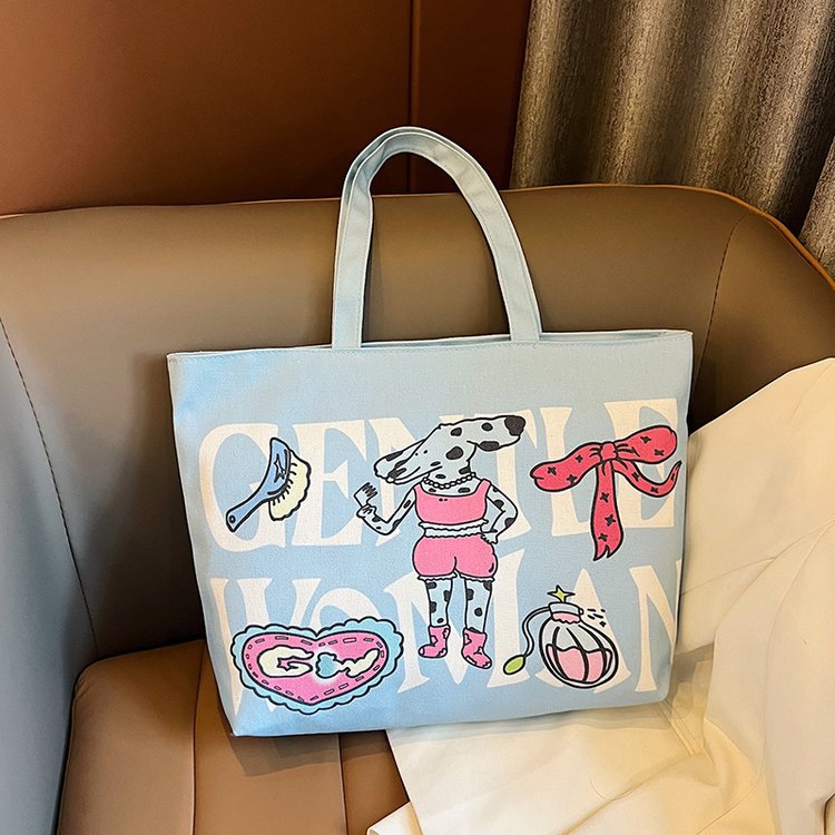 Letter Print Large Capacity Canvas Texture Tote Bags