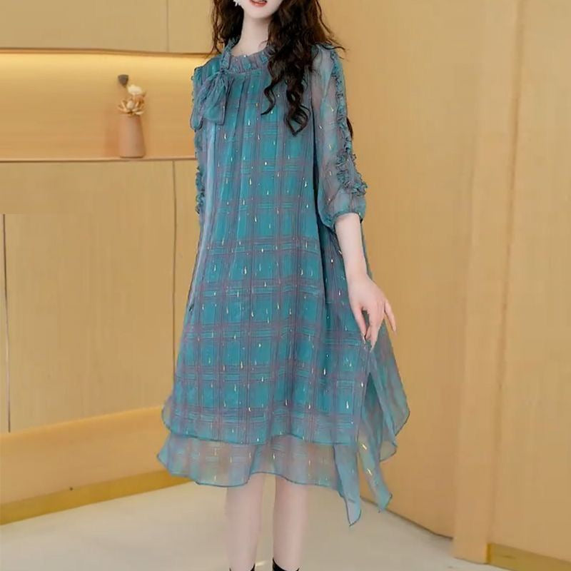 Women's Elegant Spring Fashion Chiffon Lace Printing Dresses