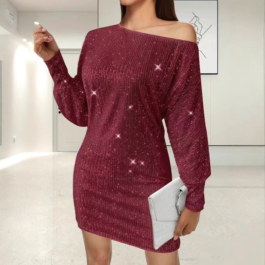 Women's Classy Casual Sequined Long-sleeved Dress Dresses