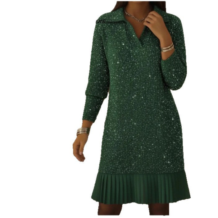 Autumn Casual Long-sleeved Collar Dress Broken Dresses