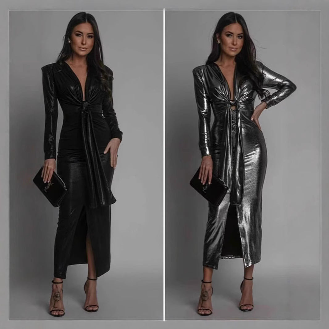 Elegant Fashionable Deep Design Ribbon Dress Dresses