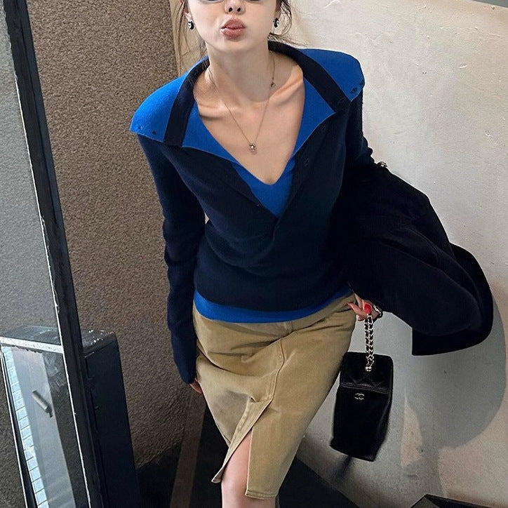 Women's Peter Pan Collar Classic Style Inner Bottoming Knitwear