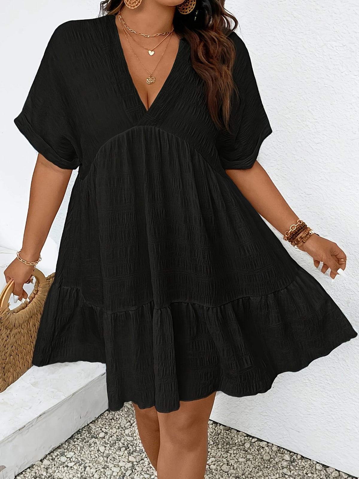 Women's Summer Casual Deep Sleeve Loose Dress