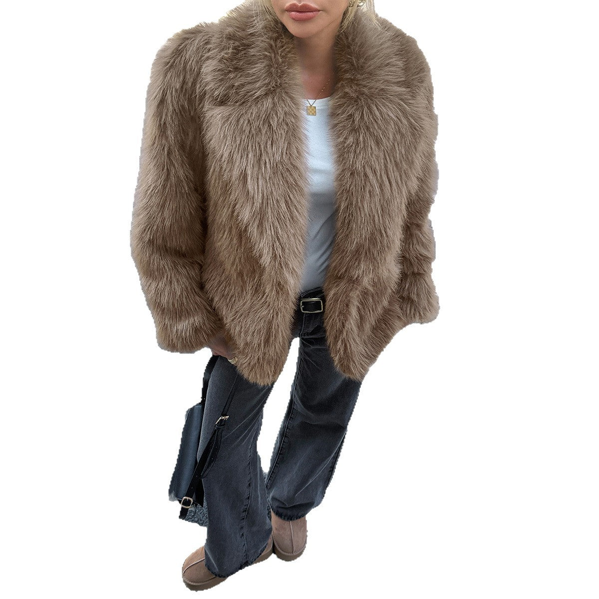 Women's Creative Casual Style Fluff Long-sleeved Coats