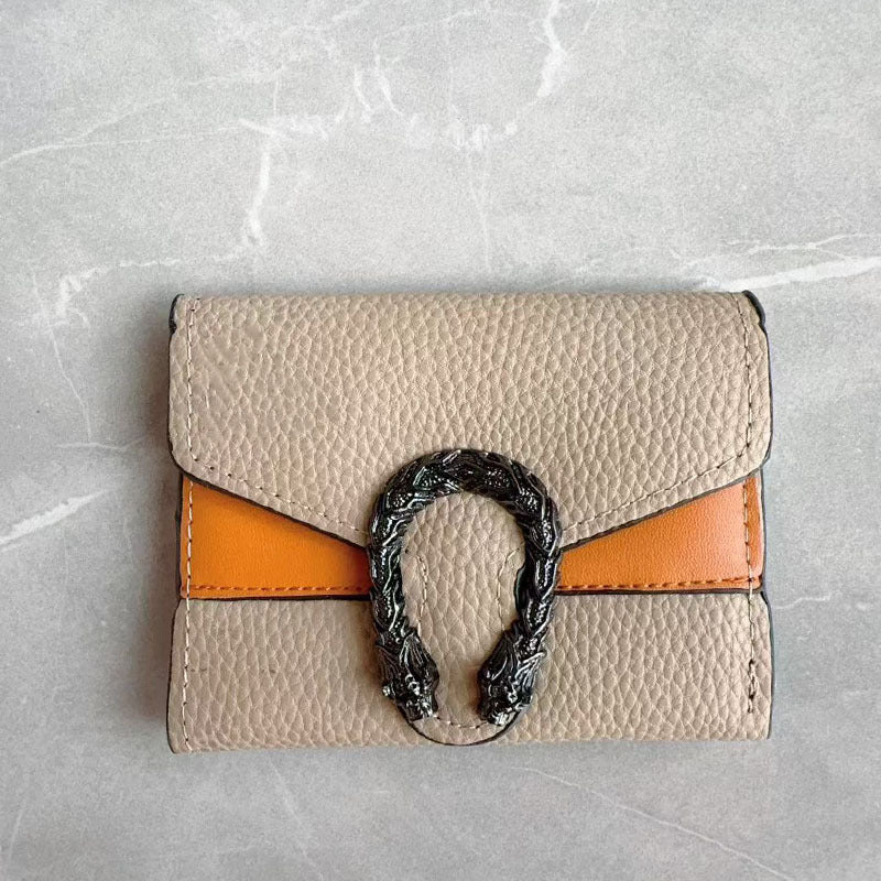 Women's Style Simple Lychee Pattern Three Fold Ladies Wallets