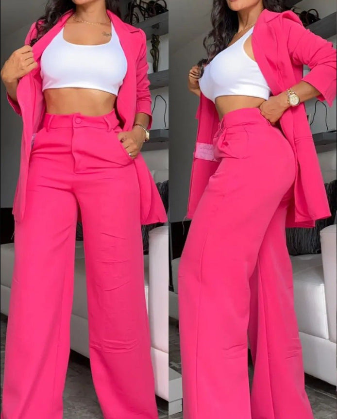Women's Elegant Pure Color Split Sleeve Lapel Suits