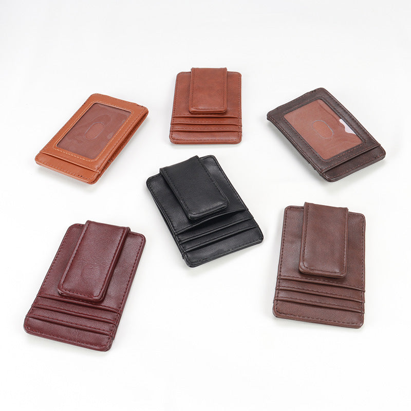 Men's Leather Lightweight Multiple Slots Magnet Retro Card Holder