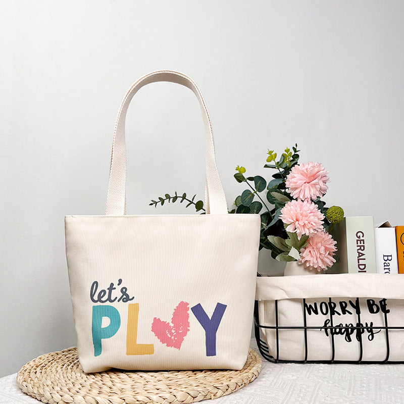 Letter Fashion Artistic Canvas Large Capacity Handbags