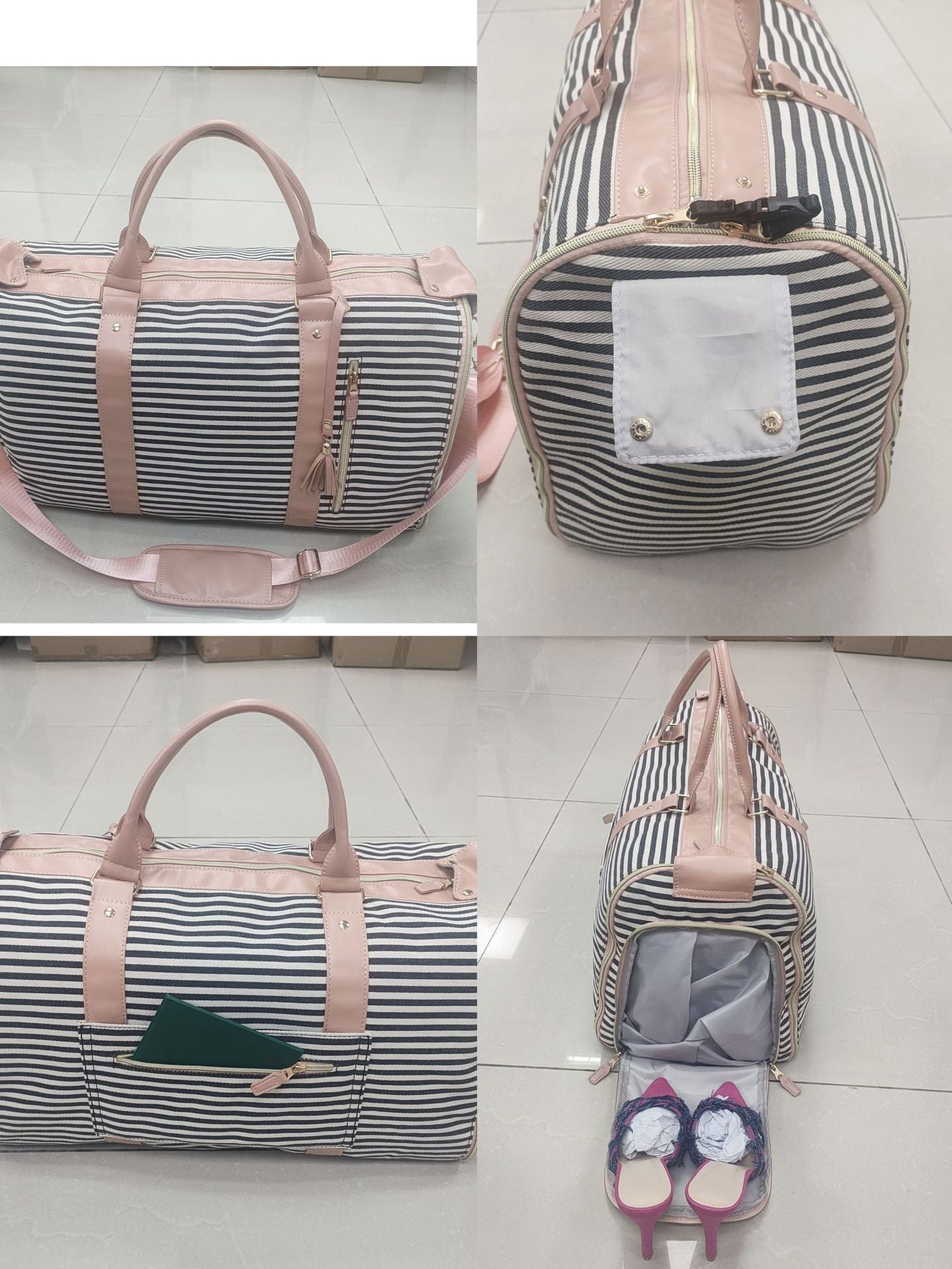 Women's Convenient Carry-on Garment Large Leather Canvas Travel Bags