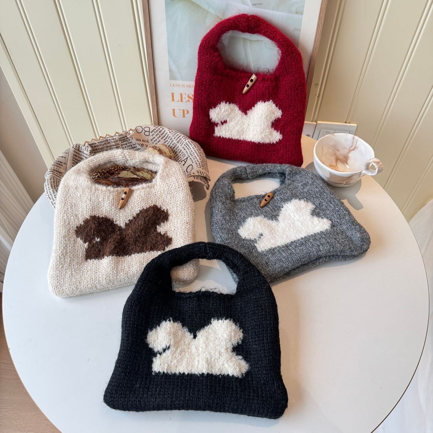 Matching Knitted Niche Design Mixing Woven Underarm Korean Style Handbags