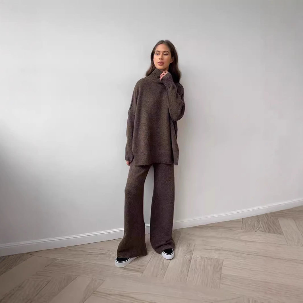 Women's Turtleneck Loose Casual Thickening Knitted Trousers Sweaters
