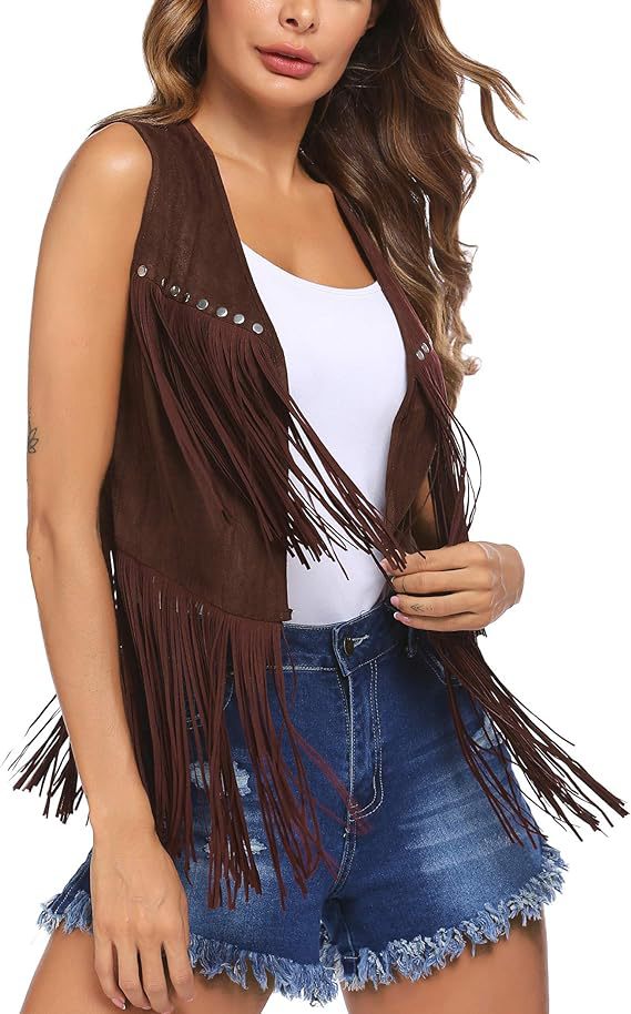 Durable Classic Women's Tassel Suede Mid-length Vests