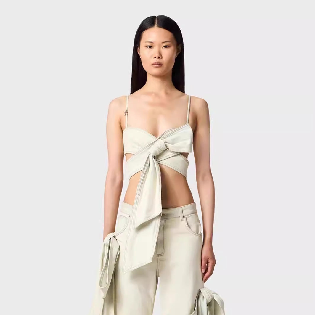 Three-dimensional Bow Tube Knot Straight Wide Suits
