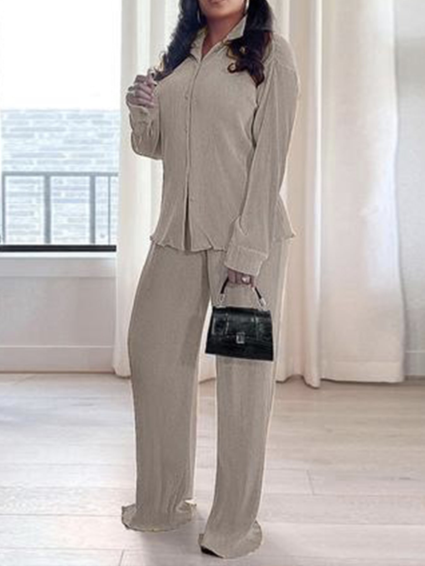 Women's Elegant Solid Color Trousers Two-piece Suits