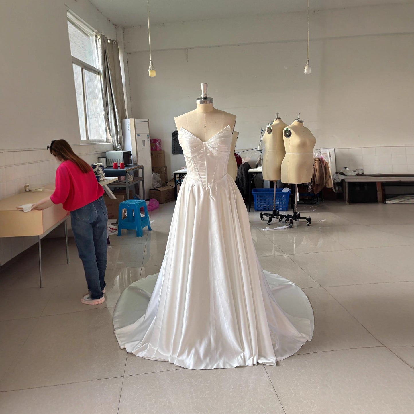 Light Dress Bridal French Satin Large Wedding Dresses