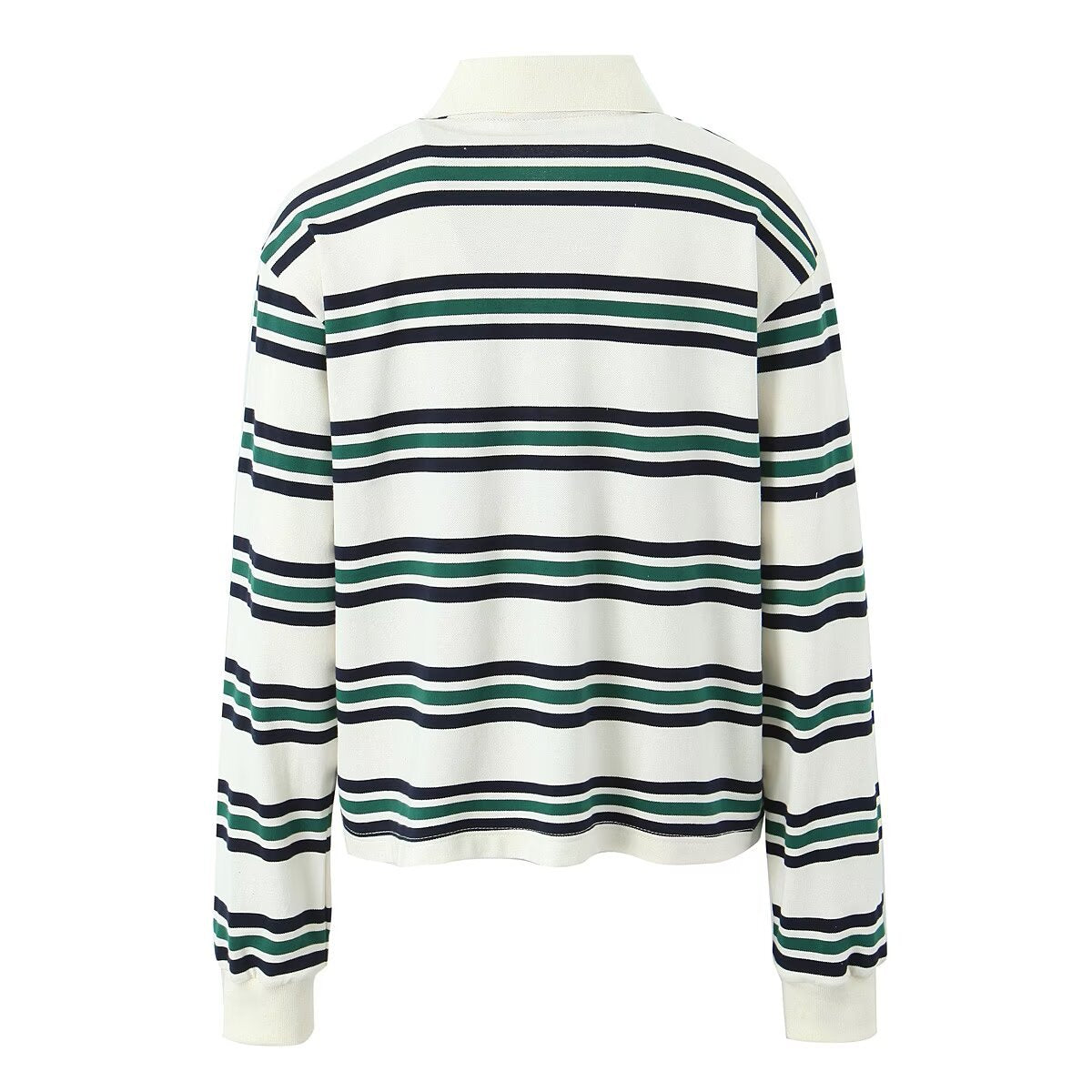 Women's Stripe Color Effect Collar Casual Long Blouses