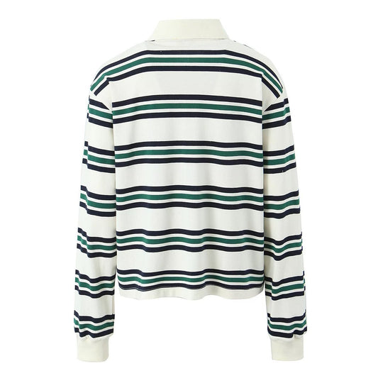 Women's Stripe Color Effect Collar Casual Long Blouses
