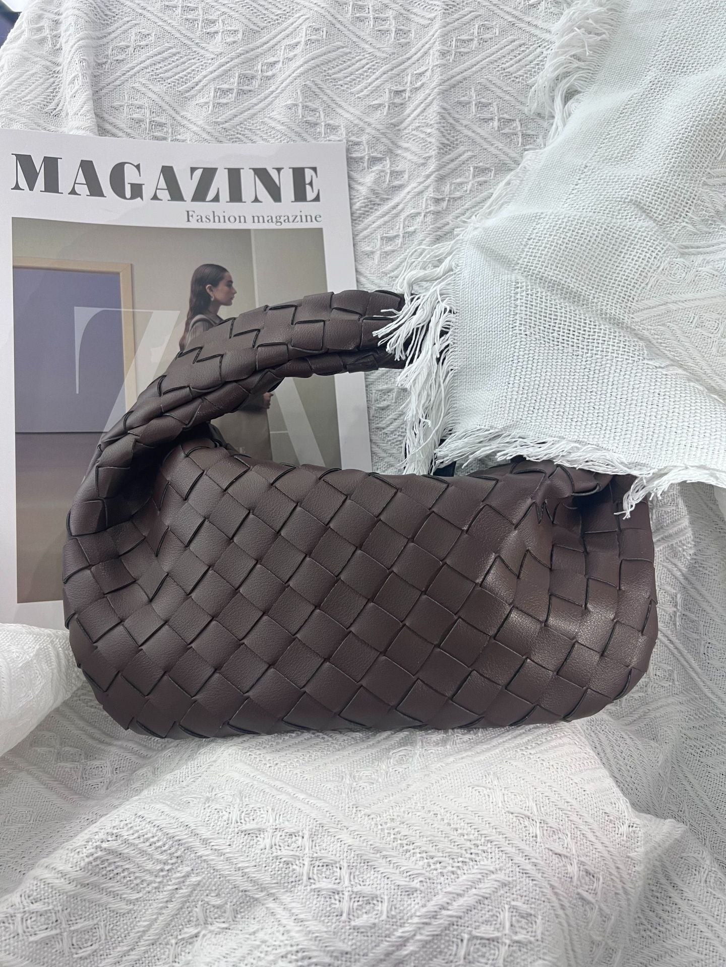 Women's Genuine Leather Woven Cowhide Knotted Handbags