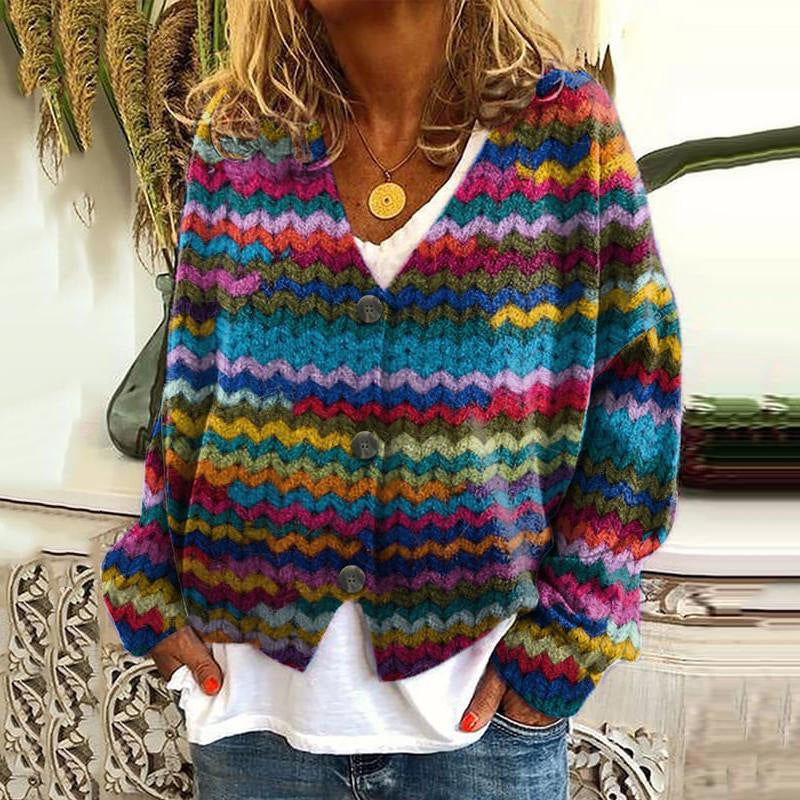 Women's Printed Wear Soft Casual Cloak Fashion Knitwear