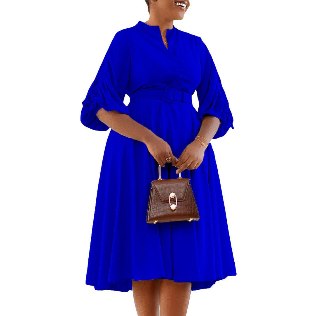 Women's Fashion Temperament Pleated A- Line African Dress