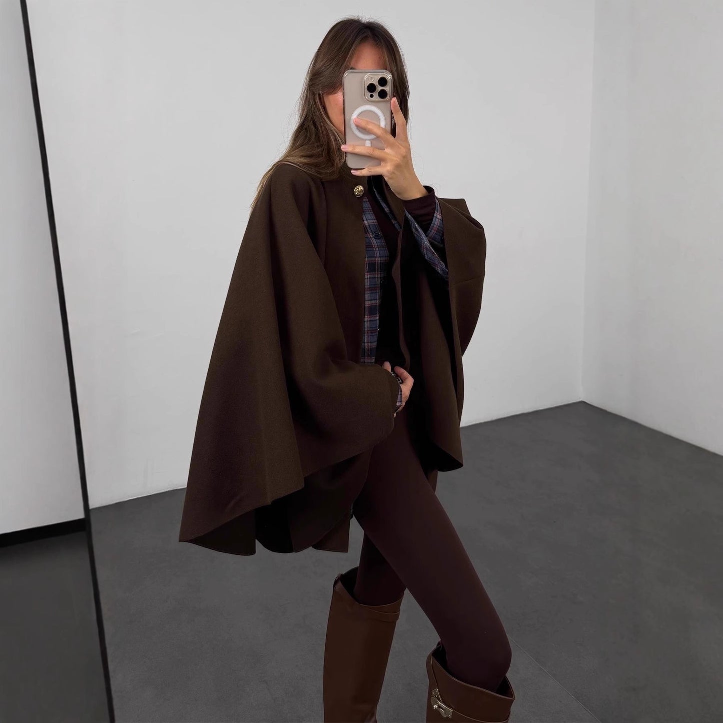 Women's Style Solid Color Waist Tight Woolen Coats
